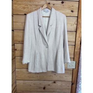Seasons Collection Vintage 100% Raw Silk Blazer Cream Ivory Union Made Size 12